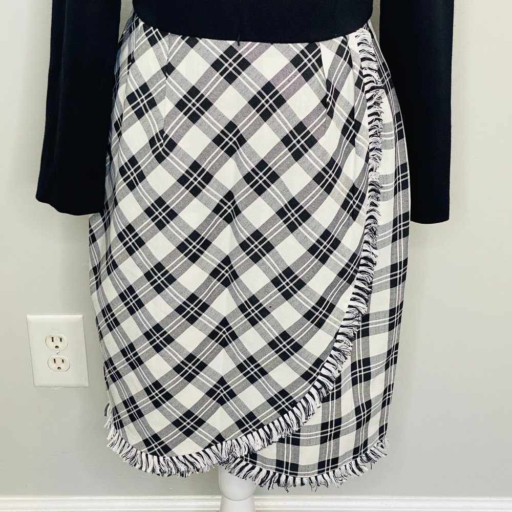 Vintage JLT Black White Faux Wrap Dress Women 12 Career Casual Mary Tyler Moore - Picture 7 of 10